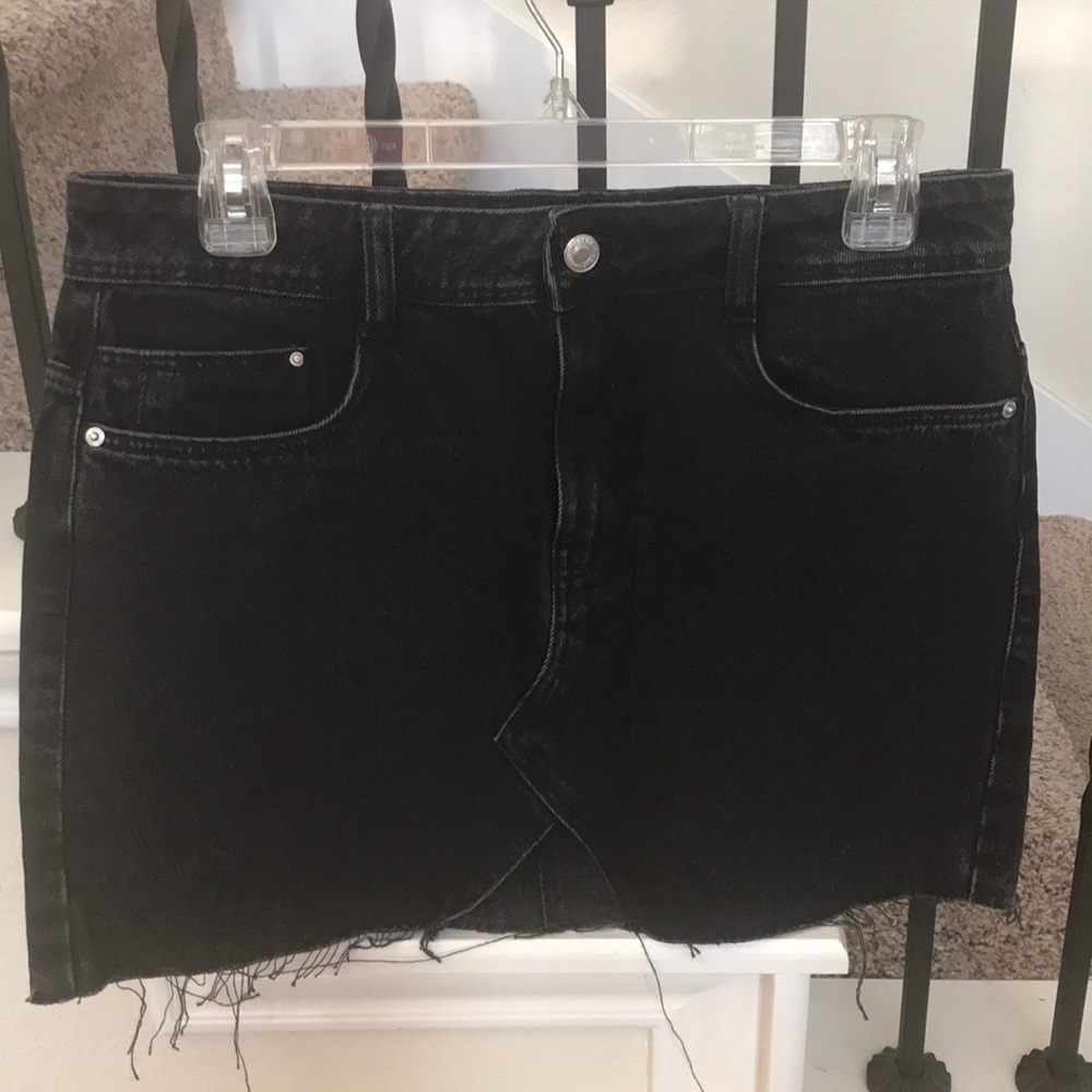 Black wash denim skirt